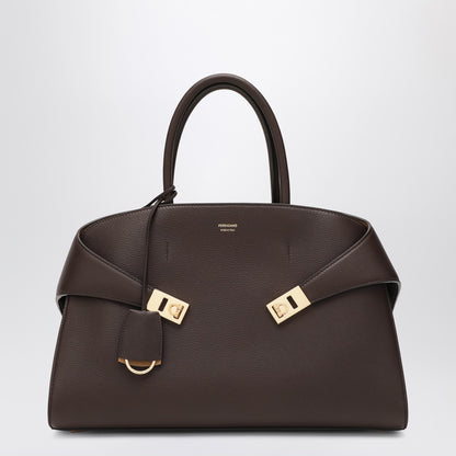 Ferragamo Hug M Leather Handbag Brown