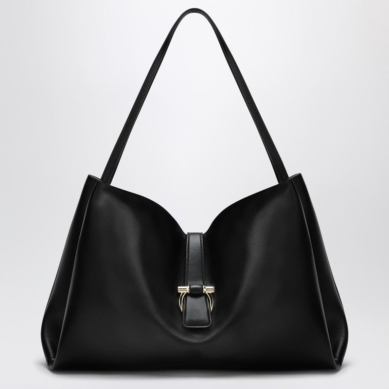 Ferragamo Large Black Leather Tote Bag Black