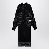 Ferragamo Black Silk Satin Midi Dress with Spirit Print Black
