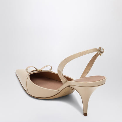 Ferragamo Powdery Patent Leather Slingback Pumps with Mini Bow Black