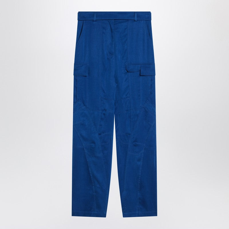 Ferragamo Electric Blue Lyocell Cargo Trousers Blue
