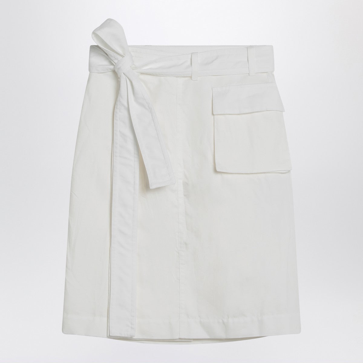 Ferragamo White Cotton Blend Wrap Skirt with Flap Pocket White