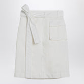 Ferragamo White Cotton Blend Wrap Skirt with Flap Pocket White