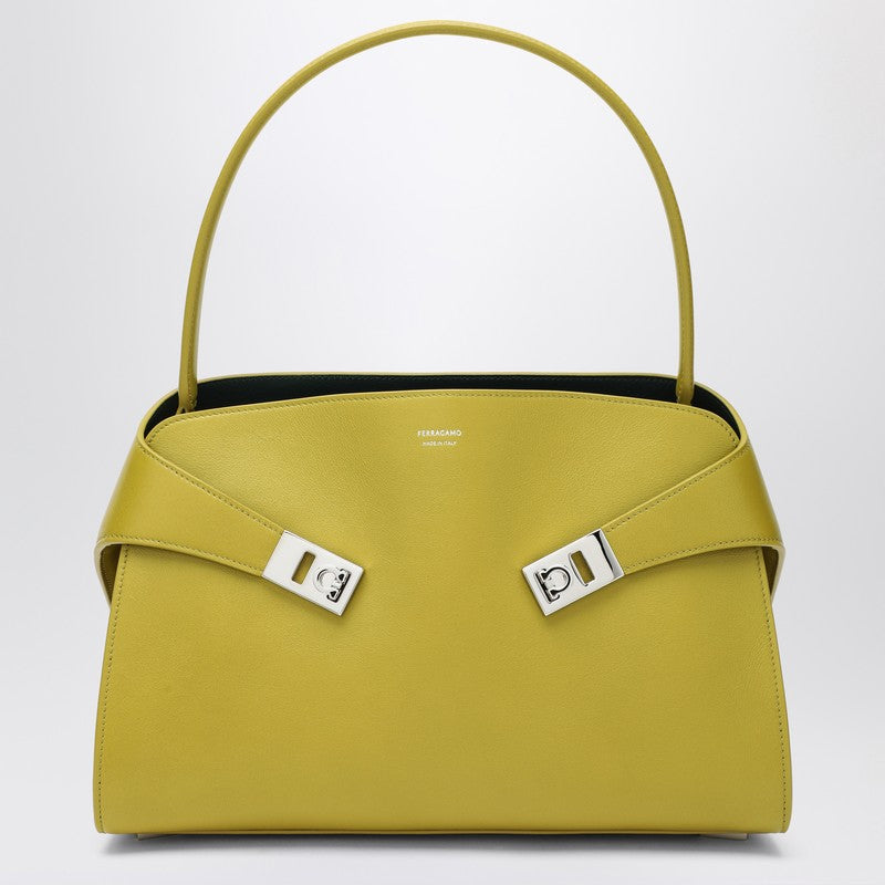 Ferragamo Hug Soft M Shoulder Bag in Lime/Moss Orange Leather