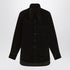 Ferragamo Brown Ribbed Velvet Shirt with Scarf Detail Multicolor