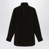 Ferragamo Brown Ribbed Velvet Shirt with Scarf Detail Multicolor