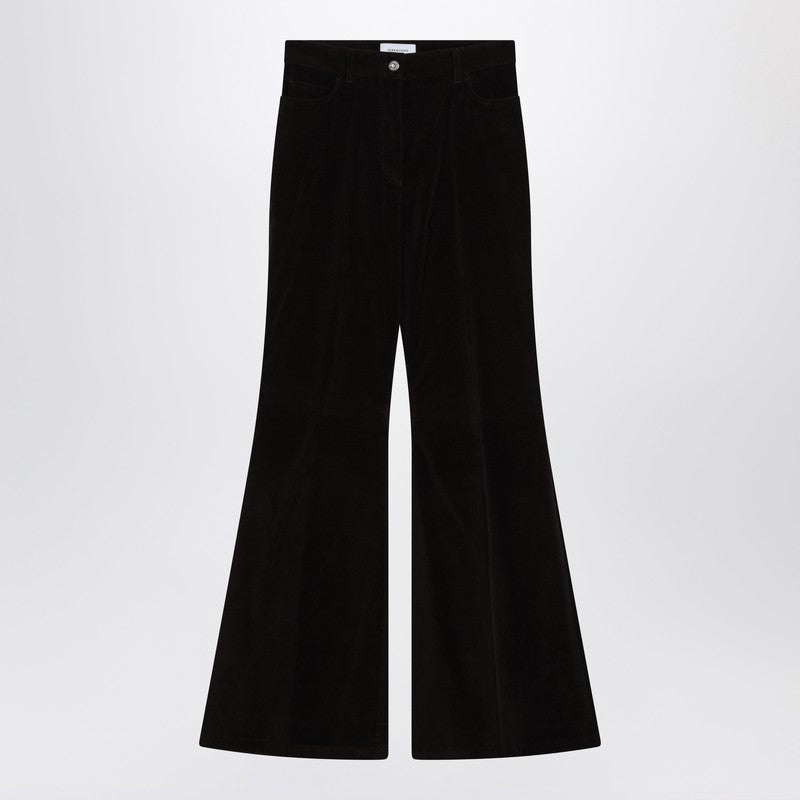Ferragamo Espresso Cotton Flared Trousers Brown