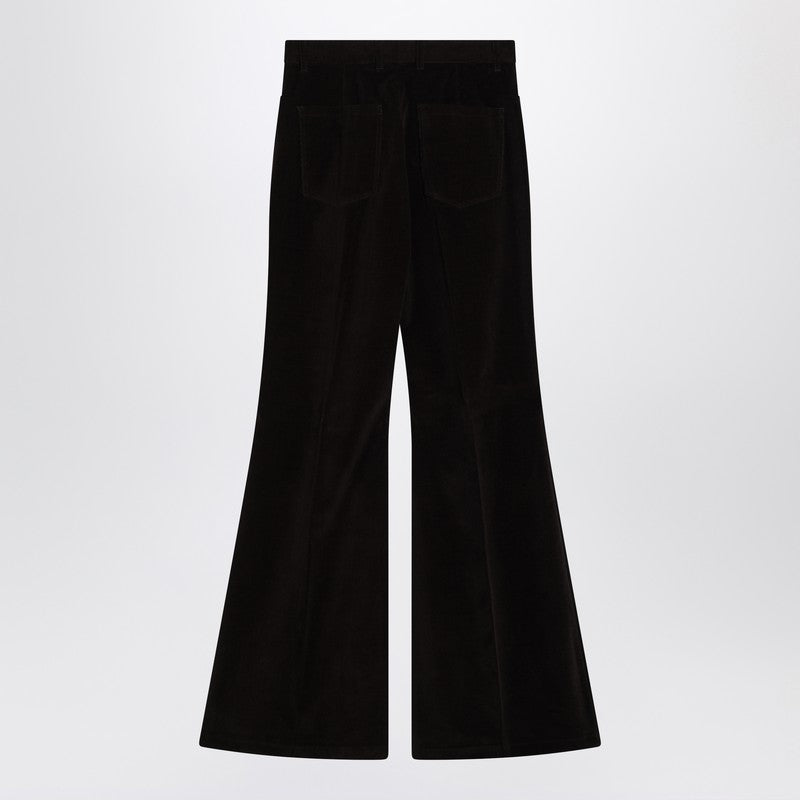 Ferragamo Espresso Cotton Flared Trousers Brown