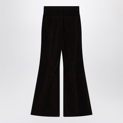 Ferragamo Espresso Cotton Flared Trousers Brown