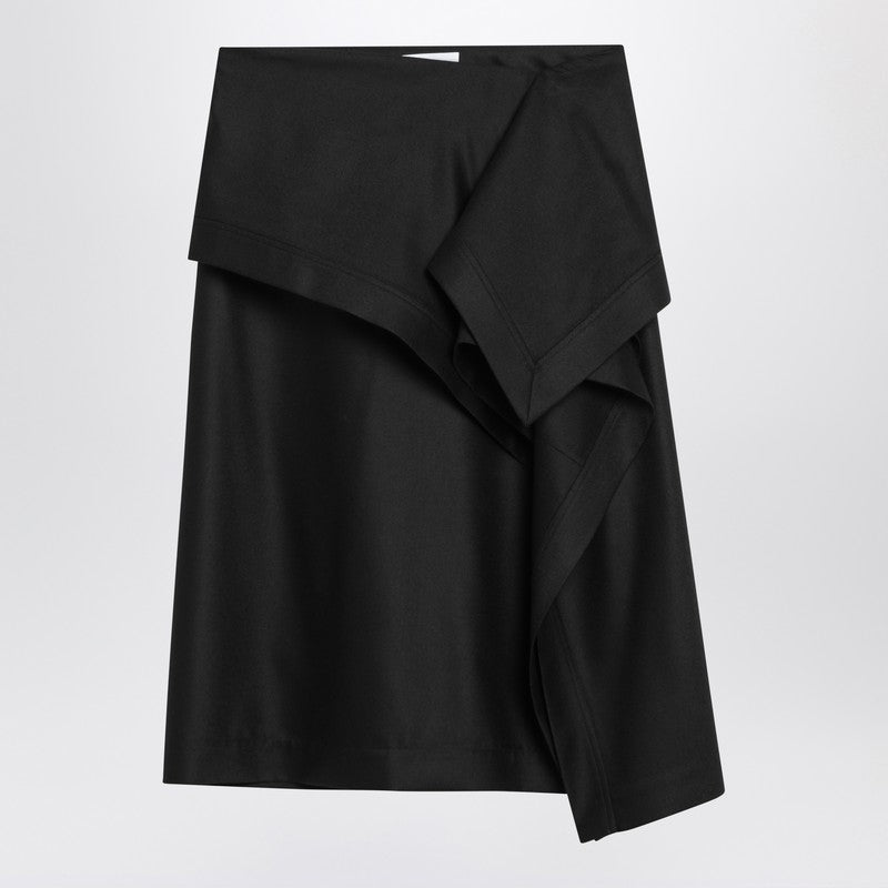 Ferragamo Asymmetric Wool Skirt with Basque Black