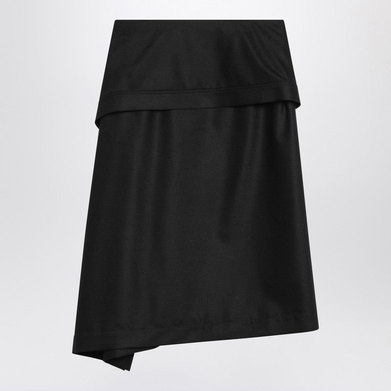 Ferragamo Asymmetric Wool Skirt with Basque Black