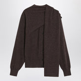 Ferragamo Clay Mélange Cashmere Cardigan with Scarf Detail Multicolor
