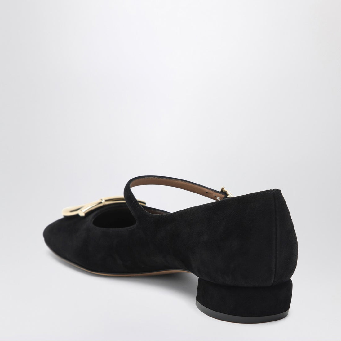 Ferragamo Gancini Heeled Suede Ballerina Black black