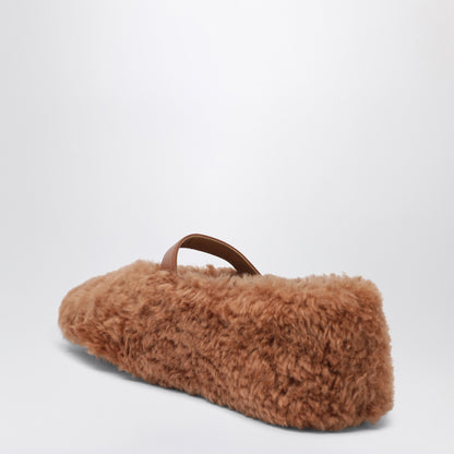 Ferragamo Ballerina Gancini Shearling Flats Purple