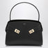 Ferragamo Black and Brown Leather Hug M Shoulder Bag Black