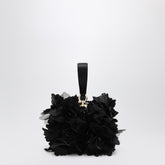 Ferragamo Mini Satin Clutch with Organza Flowers Black