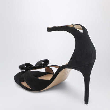 Ferragamo Vara Bow Suede Sandals Black