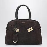 Ferragamo Hug Suede Handbag Dark Brown brown