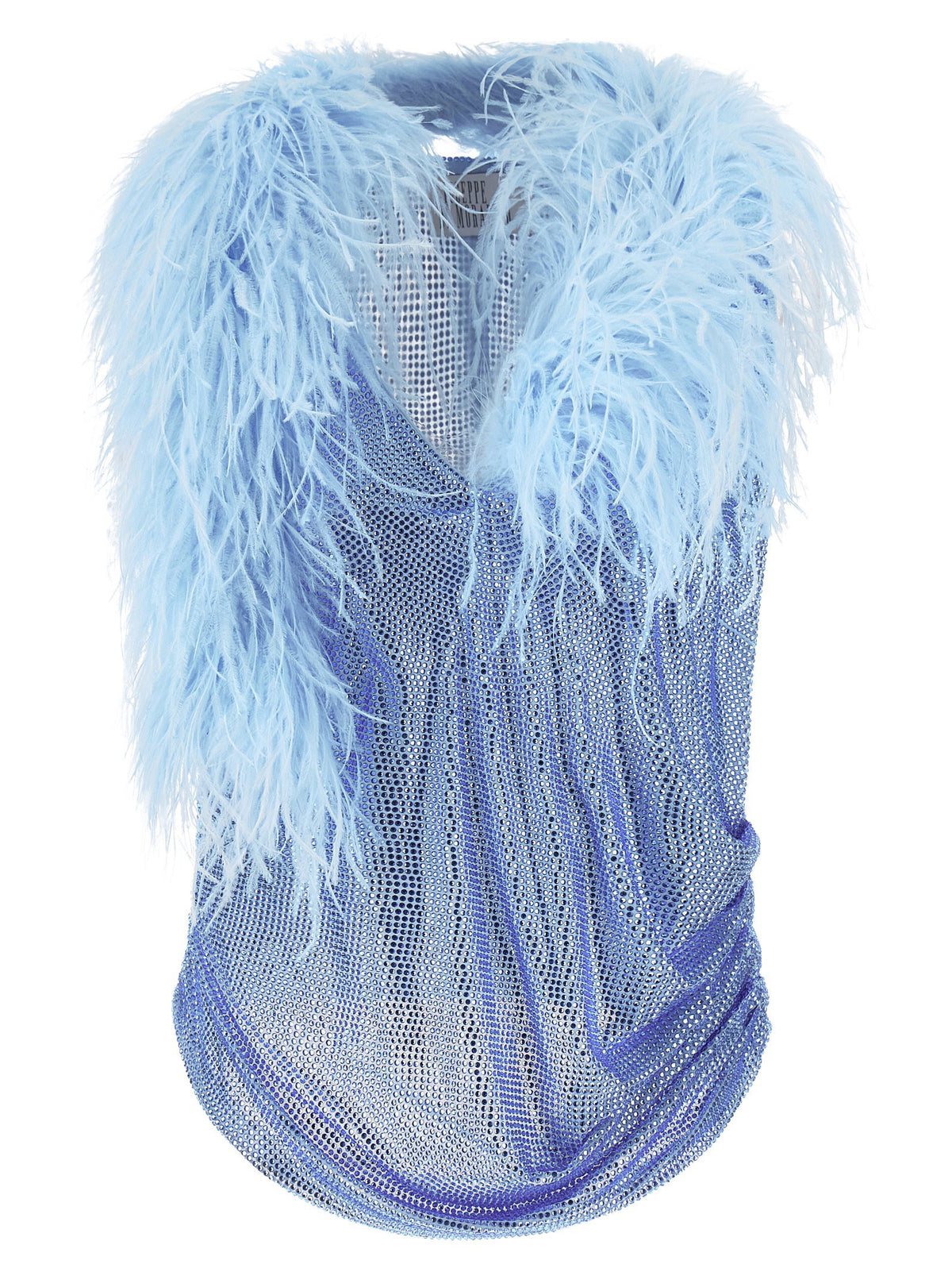 Giuseppe Di Morabito Mesh And Feather Top Light Blue