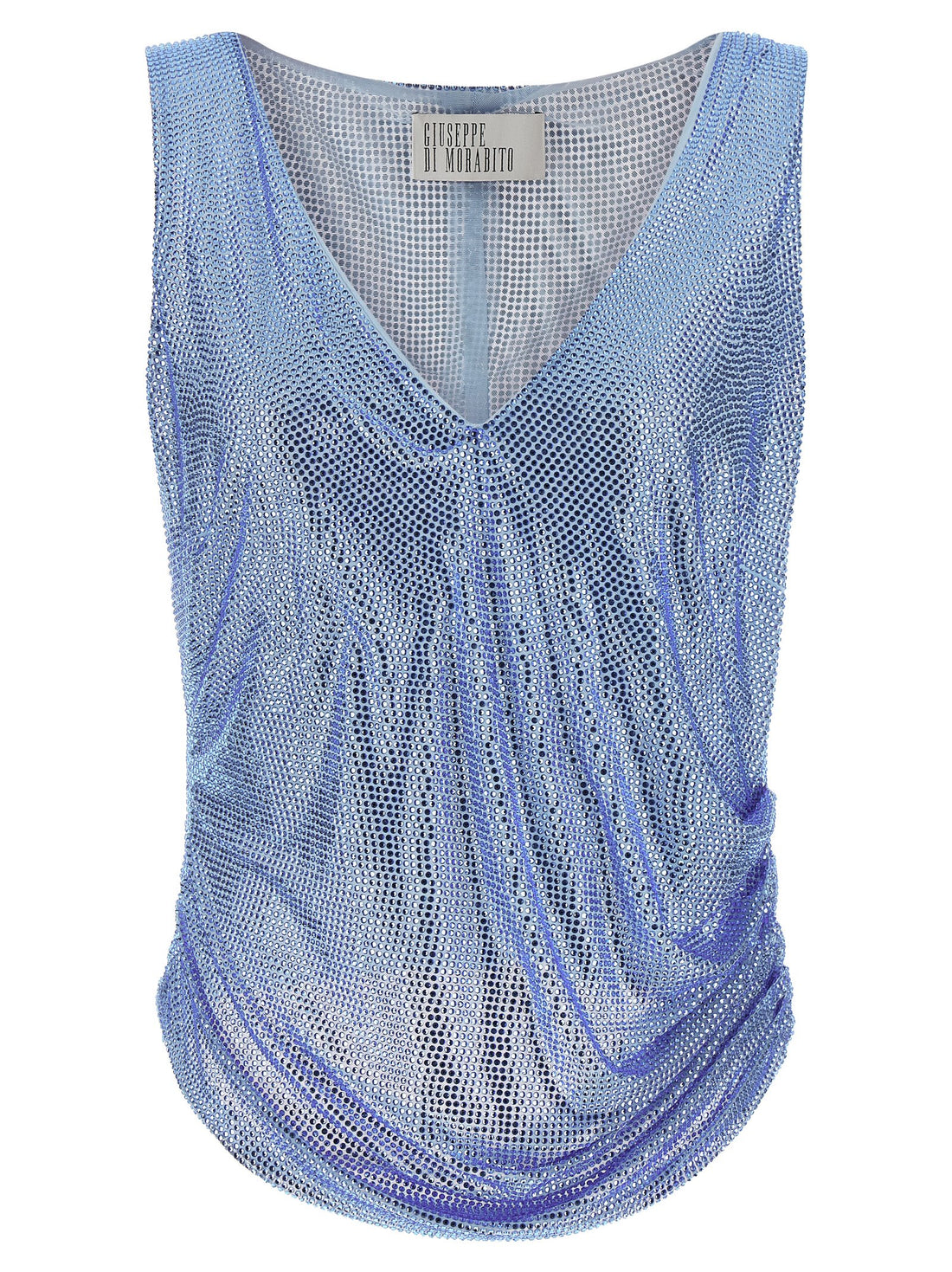 Giuseppe Di Morabito Mesh And Feather Top Light Blue