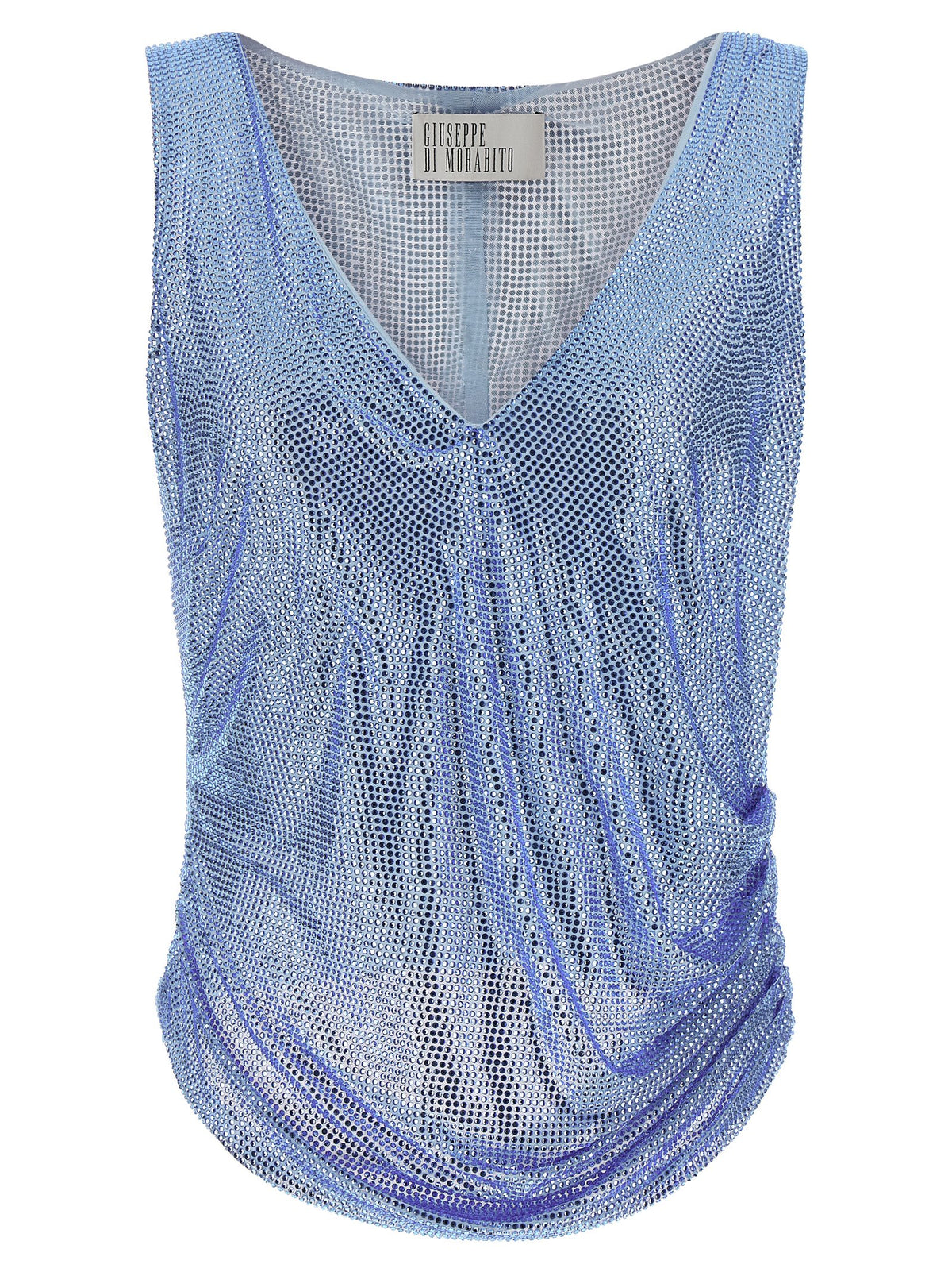 Giuseppe Di Morabito Mesh And Feather Top Light Blue