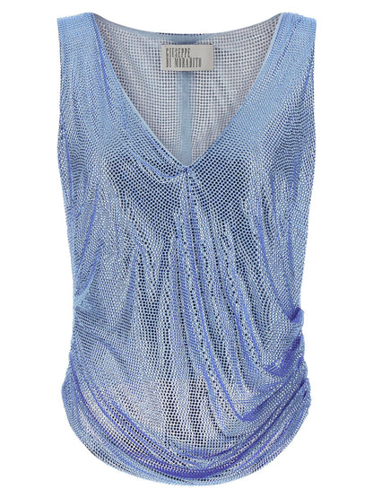 Giuseppe Di Morabito Mesh And Feather Top Light Blue