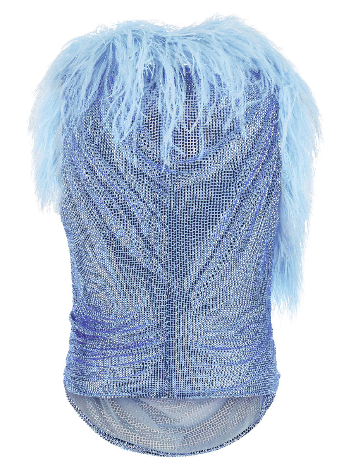 Giuseppe Di Morabito Mesh And Feather Top Light Blue