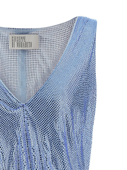 Giuseppe Di Morabito Mesh And Feather Top Light Blue