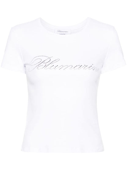 Blumarine rhinestone-logo T-shirt White 