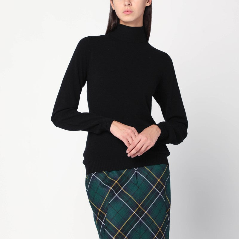Moschino Black Wool Turtleneck Sweater with Crossed Back Detail Black