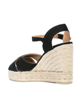 Castaner Blaudell Cotton Wedge Espadrille Sandals Black
