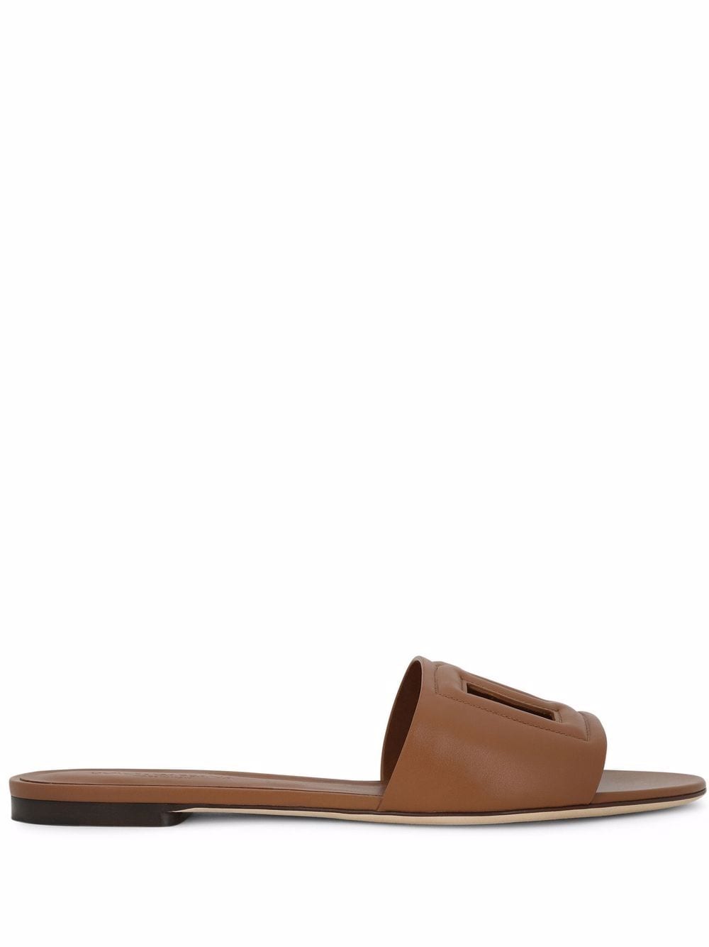 Dolce &amp; Gabbana Leather Slides Brown