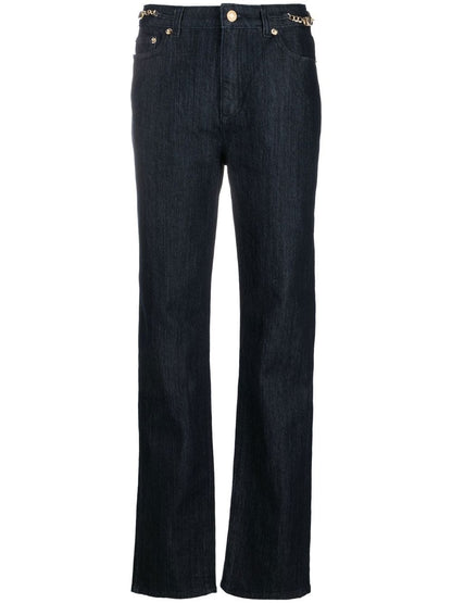 MMK Straight-Leg Chain-Detail Jeans Blue