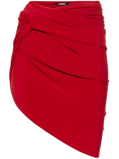 JACQUEMUS La Mini Jupe Drapeado Skirt Red