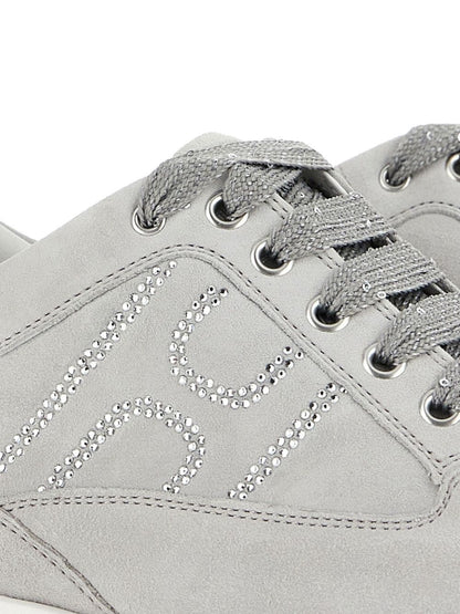 Hogan Pre Interactive Crystal-Embellished Calf Leather Sneakers White White