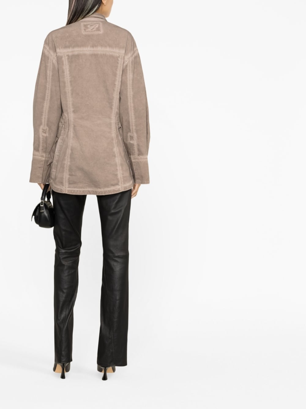 Blumarine Eyelet-Detailed Denim Jacket Brown