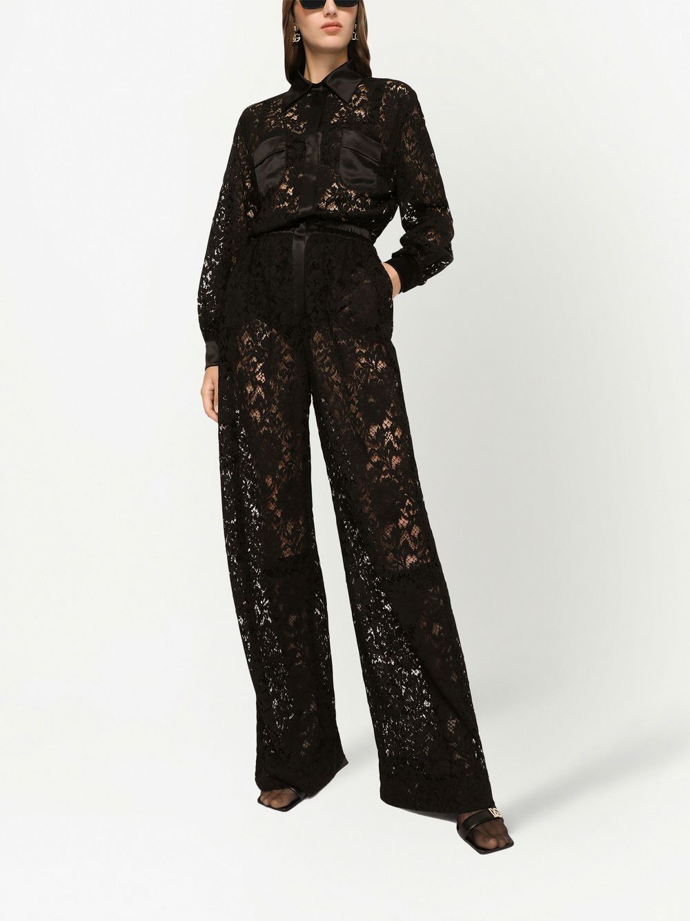 D&amp;G lace-trim long-sleeve jumpsuit