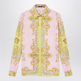Versace Printed silk twill shirt yellow/pink multicolor