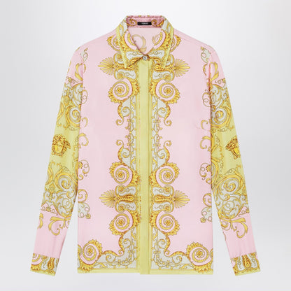 Versace Printed silk twill shirt yellow/pink multicolor