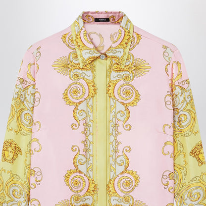 Versace Printed silk twill shirt yellow/pink multicolor