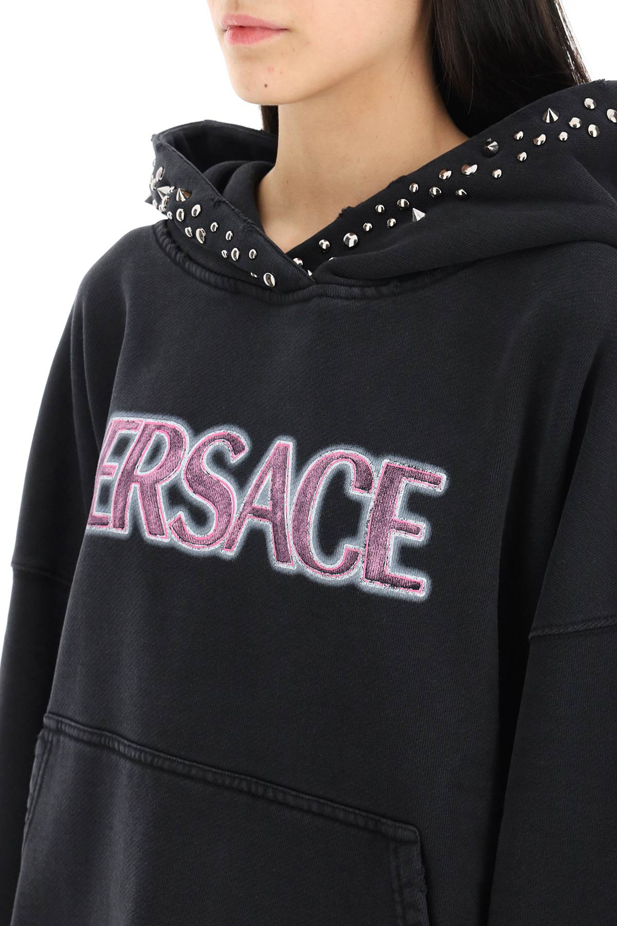 Black Cotton Oversize Hoodie