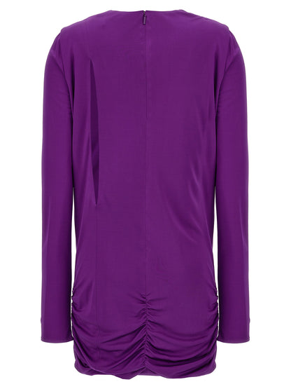 Versace Cut Out Jersey Dress Purple