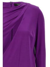 Versace Cut Out Jersey Dress Purple