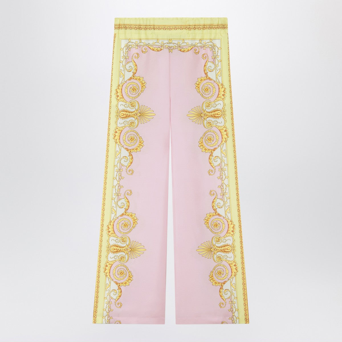 Versace Printed Silk Twill Trousers Multicolor