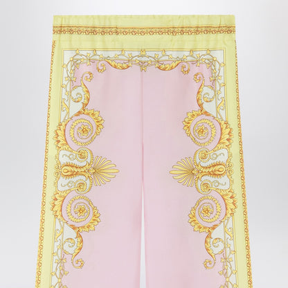 Versace Printed Silk Twill Trousers Multicolor