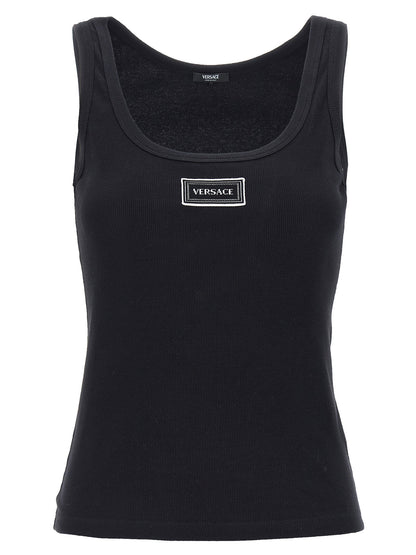 Versace 90s Vintage Logo Tank Top Black