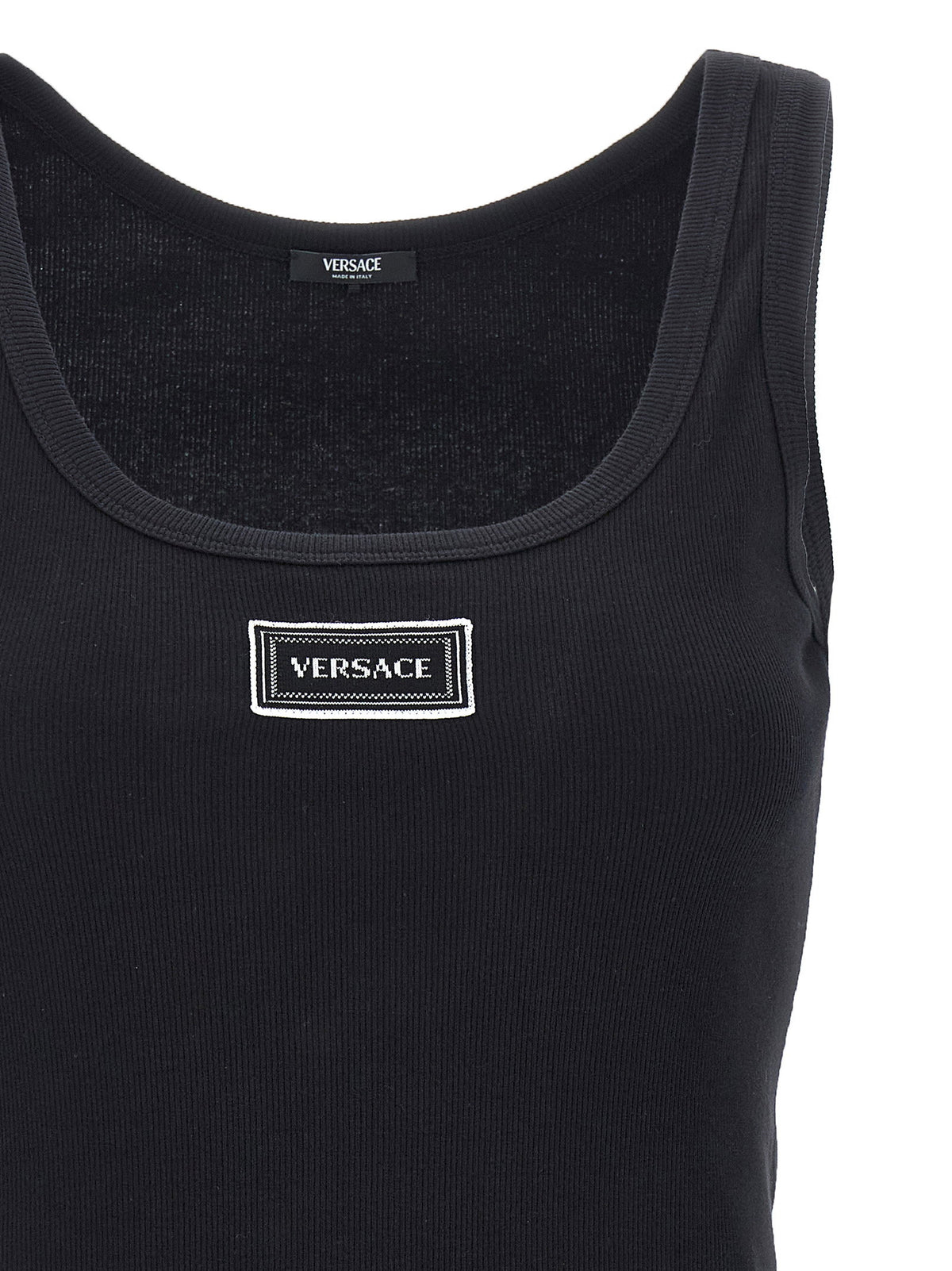Versace 90s Vintage Logo Tank Top Black