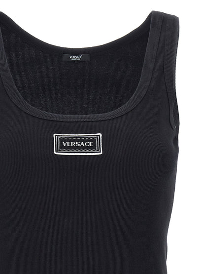 Versace 90s Vintage Logo Tank Top Black