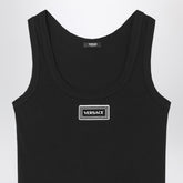 Versace Black Ribbed Cotton Tank Top Black