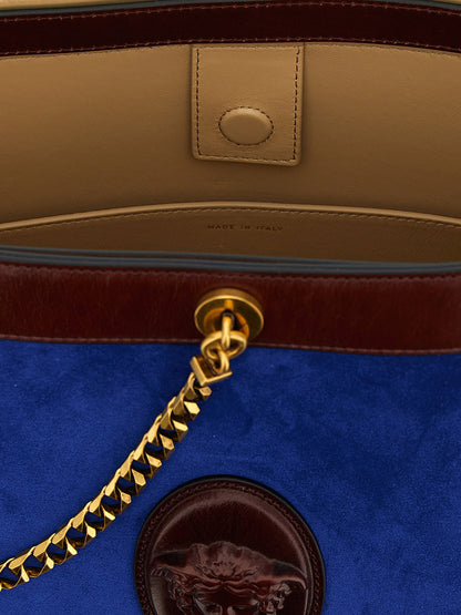 Versace Pivot Small Bucket Bag Blue